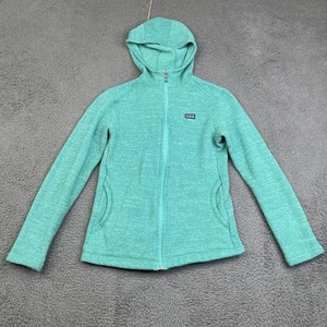 Patagonia Sweater Kids XXL 2XL Green Hooded Full Zip Fleece Jacket Outdoors - Picture 1 of 11