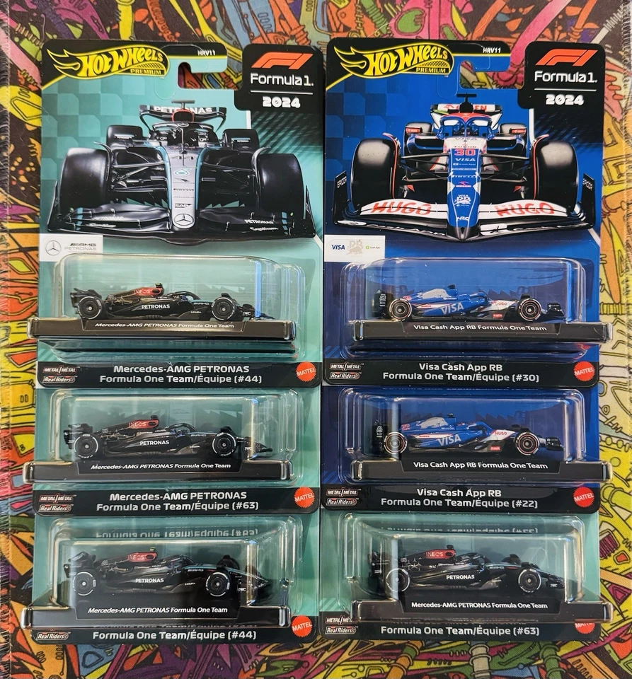 Hot Wheels Premium Formula 1 F1 Mercedes AMG PETRONAS + Visa Cash App Set/Lot X6 - Image 1 of 1
