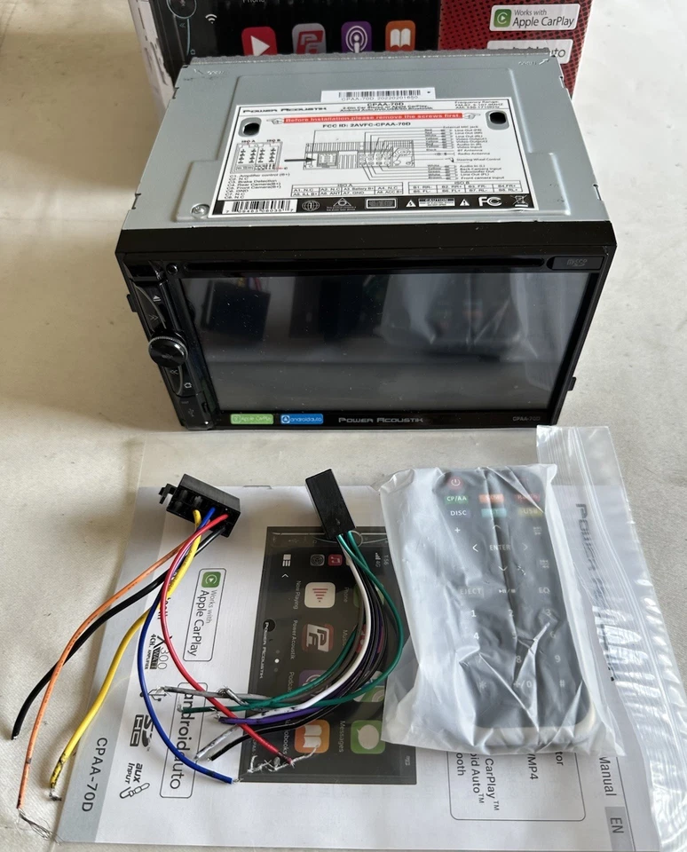 POWER ACOUSTIK DOUBLE DIN 7" DVD PLAYER USB APPLE CARPLAY ANDROID AUTO CPAA-70D - Image 1 of 4