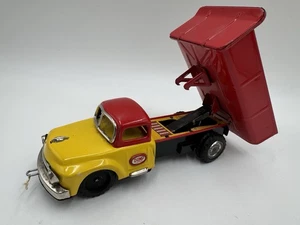 VINTAGE SSS TIN LITHO FRICTION TOY DUMP TRUCK 7 1/2 " LONG MADE IN JAPAN Rare - Picture 1 of 10