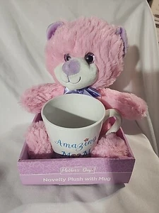 Día de la Madre Novedad 11" Peluche con Taza de Café "Amazing Mom" Rosa - Imagen 1 de 5