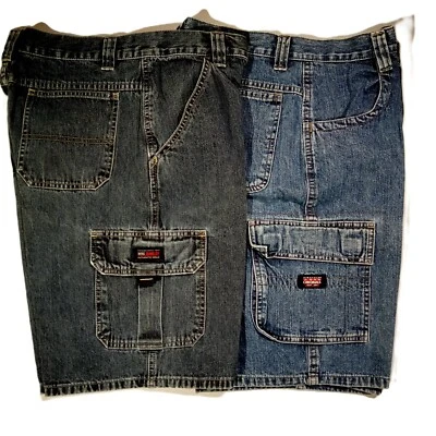 WRANGLER Pantalones Cortos Niños 14 Husky Lote de 2 Pares Denim Jean Bolsillos Carga Usado en Excelente Condición Foto 1 de 4