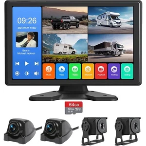 4 Channel Backup Camera System,Touchable 10.26 inch Monitor with DVR Stereo 64GB - Picture 1 of 6