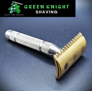 Vintage 1930s Gillette "The New" Thin Handle Odd-pair Short Comb DE Safety Razor - Bild 1 von 6