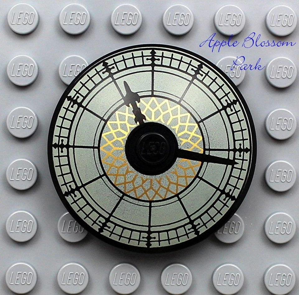 LEGO City Minifig TOWN HALL CLOCK w/Black Hands- 4x4 Minifigure Radar Dish 10224 - Image 1 of 1
