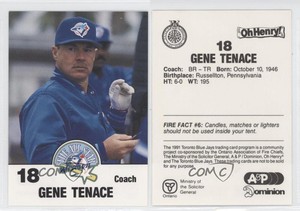 1991 Toronto Blue Jays Fire Safety Gene Tenace
