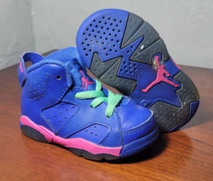 Air Jordan 6 Retro Toddler Size 5C Game Royal Vivid Pink Lucid Green 384667-439 - Picture 1 of 9