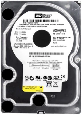 Disk WD CAVIAR SE16 500GB 7200U/Min 16MB SATA II WD5000AAKS 3.5'' Pollici - Immagine 1 di 3