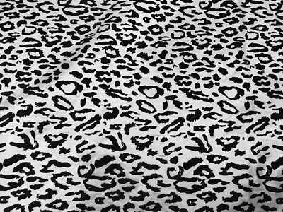 Leopard White Taffeta W/black Flocking Velvet Fabric 60” Width Sold By The Yard - Image 1 of 3