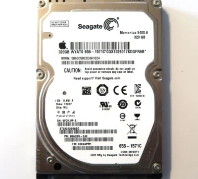 ST9320325ASG PN:9KAG33-043 FW:0009APM1 (5VD7) WU 2.5" 320gb Sata AUG.2011 - Image 1 of 2