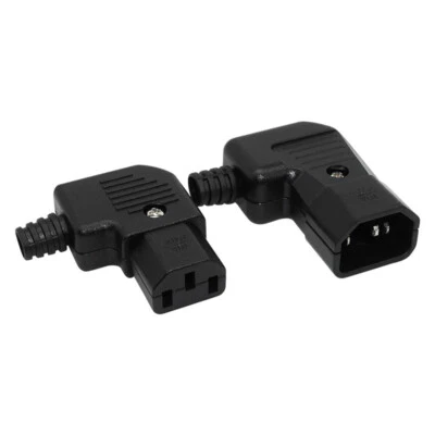 IEC Elbow Cable Plug Connector C13 C14 10A 250V Female Male 3 Pin Plug Supplies - Image 1 of 4