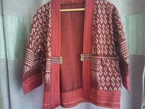 Hmong boho jacket, Thailand festival artsy hippy size 14ish red and wine colour - Picture 1 of 3