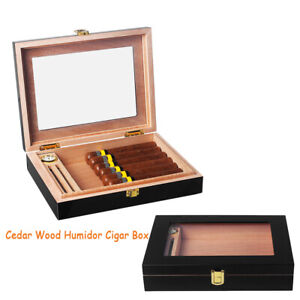 Classics Cedar Wood Humidor Cigar Box Portable Cigar Case Hygrometer Humidifier