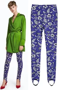 H&M Trend gemusterte Steigbügel Leggings in Kornblumenblau Lila Größe EUR 32 US 2 - Bild 1 von 4