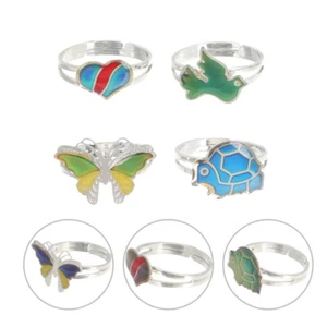 4pcs Mood Rings Color Change Ring Animal Rings Finger Ring Decor for Women Kids - Picture 1 of 12