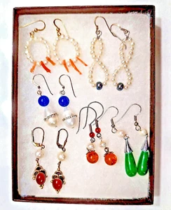 Großhandelsausverkauf: 6 Paar Ohrringe mit FW Perlen + Stein, Silber oder Gold gefüllt - Bild 1 von 1