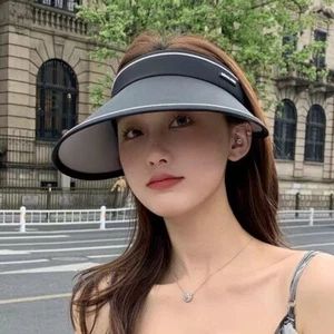 Women Wide Brim Ponytail Hat Sun Protect Visor Summer Beach Caps Anti UV Hats - Picture 1 of 14