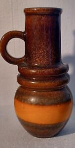 West Germany 428-26 Scheurich Vintage Vase Jug Fat Lava Orange Brown Stoneware
