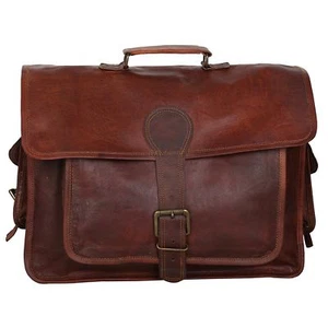 Men's Brown Genuine Vintage Leather Shoulder Messenger Bag Laptop Briefcase - Picture 1 of 4