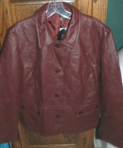 Chaqueta de cuero acolchada talla 18 nueva con etiquetas Cami Borgoña - Imagen 1 de 6
