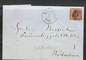 1858 Denmark Cover,  3 Ring Cancel "4", Imperf 4 Margins, VF-XF. - Picture 1 of 3