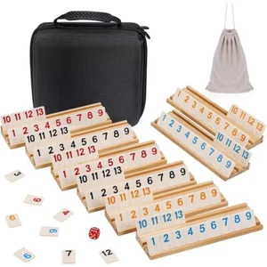 8Spieler Rommé Würfel Brettspiele 8 Holzregale 214 Fliesen Party Reise Geschenkkoffer - Bild 1 von 13