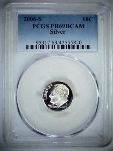 2006-S 10C Roosevelt Dime  PCGS PR69DCAM 90% Silver 23ato0219 Cover