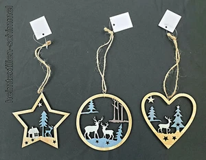 Christbaumschmuck Weihnachtsschmuck Fensterbild Baumschmuck Behang Holzdeko 3er - Bild 1 von 3