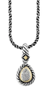 NEW! Effy Sterling Silver , 18K Gold & Diamond Pendant Necklace - Picture 1 of 4