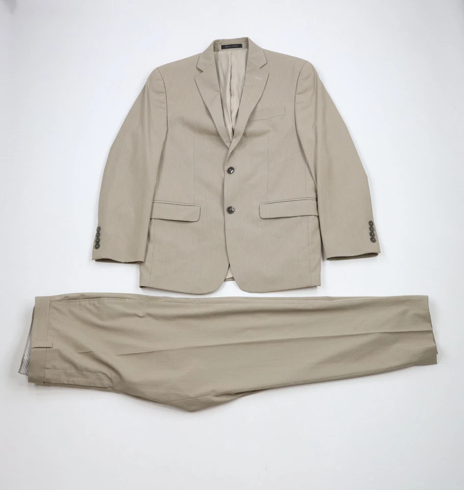 Calvin Klein Para Hombres 36S Rayas 2 Piezas Traje Boda Caqui Tostado Beige Pantalones 32x28 Foto 1 de 4