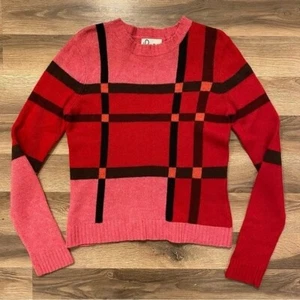 Vtg Lilly Pulitzer Red/Pink Plaid Sweater Size XS - Picture 1 of 6