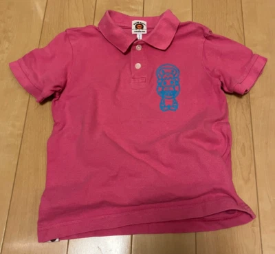 Camisa Polo A BATHING APE Bape Niños Manga Corta Patrón Rosa Talla 110 aprox. 5T Foto 1 de 4