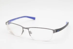 NEW NIKE 8098 078 SILVER BLUE BLACK AUTHENTIC EYEGLASSES 56-16 - Picture 1 of 4