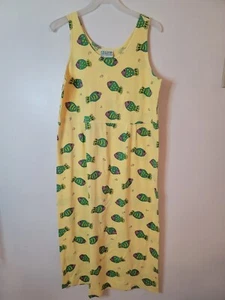 Fresh Produce Dress Yellow Fish Pattern Womens Medium EUC - Picture 1 of 3