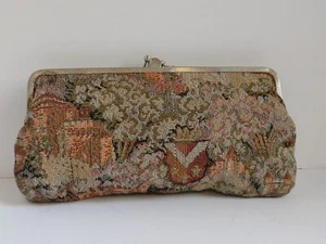 VintageTapestry Carpet Clutch Handbag Purse Snap Clasp Closure 2 Compartments - Picture 1 of 8