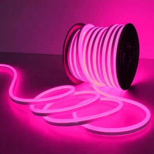 Pink 110V Waterproof LED Neon Rope Light Strip Flexible Commercial Sign Decor US - Picture 1 of 13