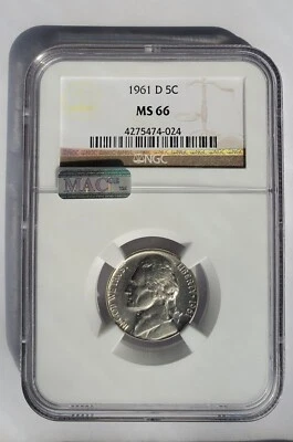 1961 D Jefferson Nickel NGC & MAC MS66      ***Rev Tye's Coin Stache*** #4024321 - Image 1 of 4