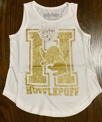 NEW WITH TAGS Harry Potter White W/Gold Hufflepuff Juniors Tank Size S - Image 1 of 4