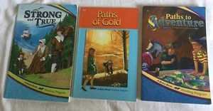 3 A Beka Reading Program PBs: Strong & True, Paths of Gold, Paths to Adventure - Imagen 1 de 4