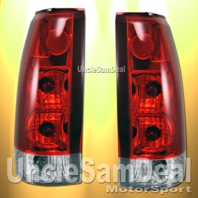 FOR CHEVY C/K TAHOE SUBURBAN YUKON EURO RED CLEAR TAIL LIGHT PAIR DIRECT FIT - Image 1 of 2