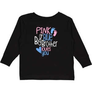 Inktastic Pink Or Blue, Big Brother Loves You Toddler Long Sleeve T-Shirt Baby - Picture 1 of 9