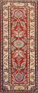 Geometric Tribal Style Kazak Hand-Knotted Runner Rug for Hallway 2x6 - Picture 1 of 19