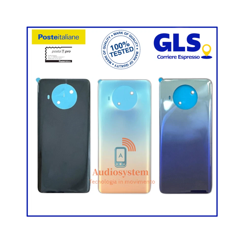 AUDIOSYSTEM COVER POSTERIORE SCOCCA +BIADESIVO Per XIAOMI MI 10T LITE VETRO M2007J17G BACK