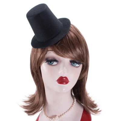 Mini Top Tall Hat Fascinator Base Alligator Clips Black / Red / White A006