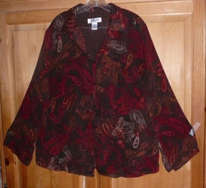 Judith Hart Womans Semi Sheer Paisley Blouse 16W Brown Multicolor - Picture 1 of 5