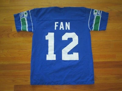 Camiseta deportiva SEATTLE SEAHAWKS de colección de los años 80 RAWLINGS 12º hombre FAN M/LG HECHA en EE. UU. Foto 1 de 4