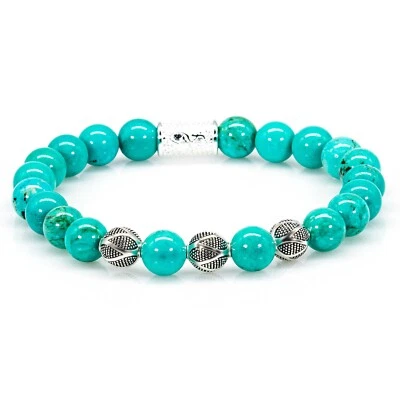 Perlenarmband Grüner / Blauer Türkis Perlen Excelsior Silver 925 Sterling Silber - Bild 1 von 4