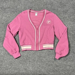Victoria's Secret PINK Sweater Womens M Pink Sport Class Cardigan Varsity - Picture 1 of 10