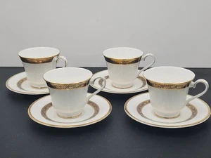 Royal Doulton Harlow Footed Cups and Saucers - Bone China - Four Sets - H5034 - Picture 1 of 9