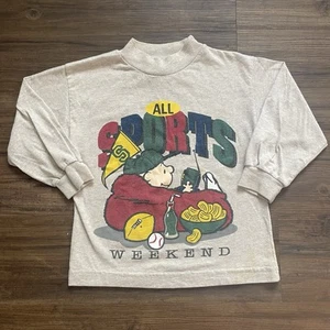 Vintage Snoopy Charlie Brown Kids Single Stitch T-Shirt Size 5 USA Sports 90s - Picture 1 of 7